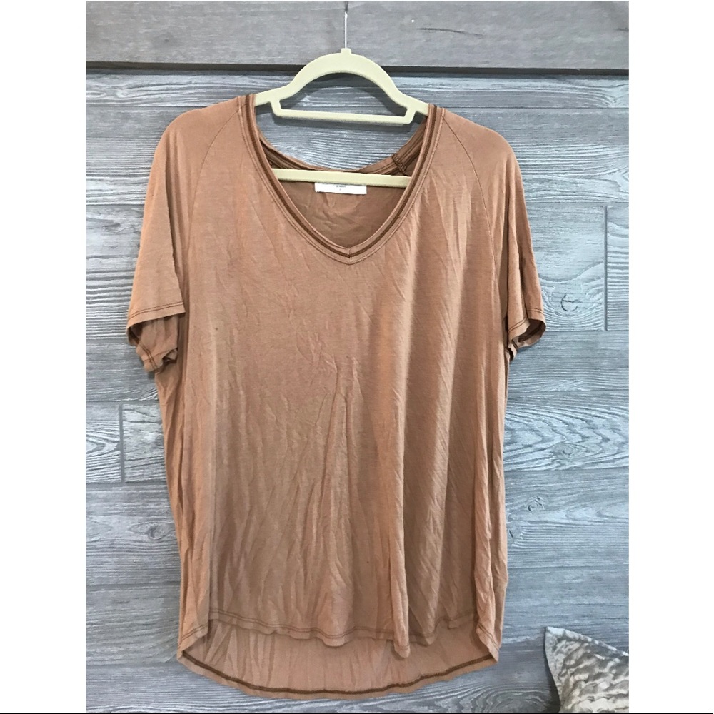 burnt orange short sleeve flow top